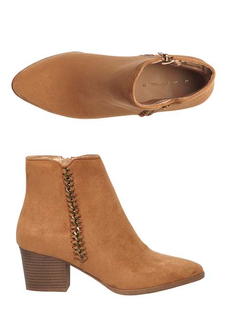 Tan 'Macy' Chain Ankle Boots